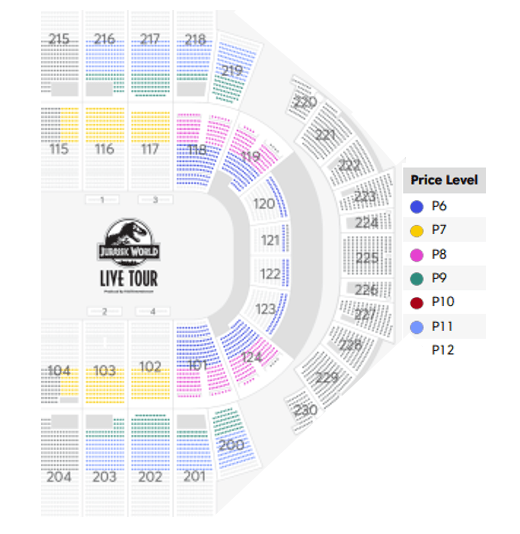 Group Sales Seating Map for Jurassic World Live at the XL Center